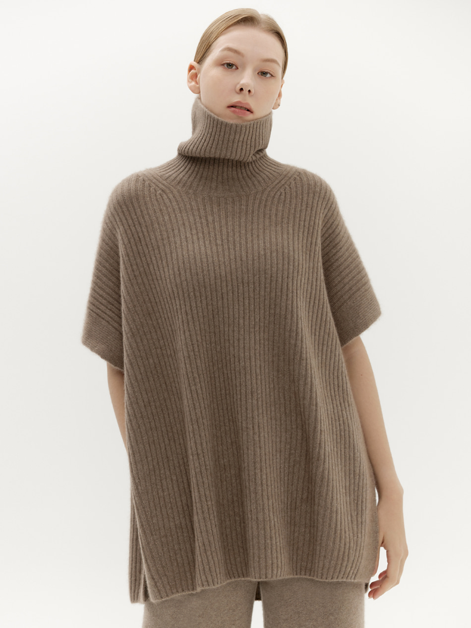 ribbed turtleneck poncho cape ( 3 colors )