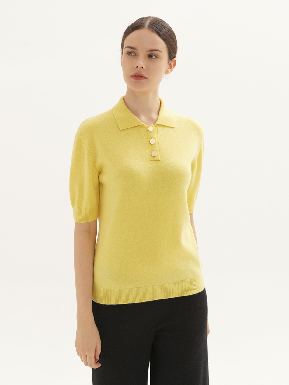 gold button collar short sleeves ( 5 colors )